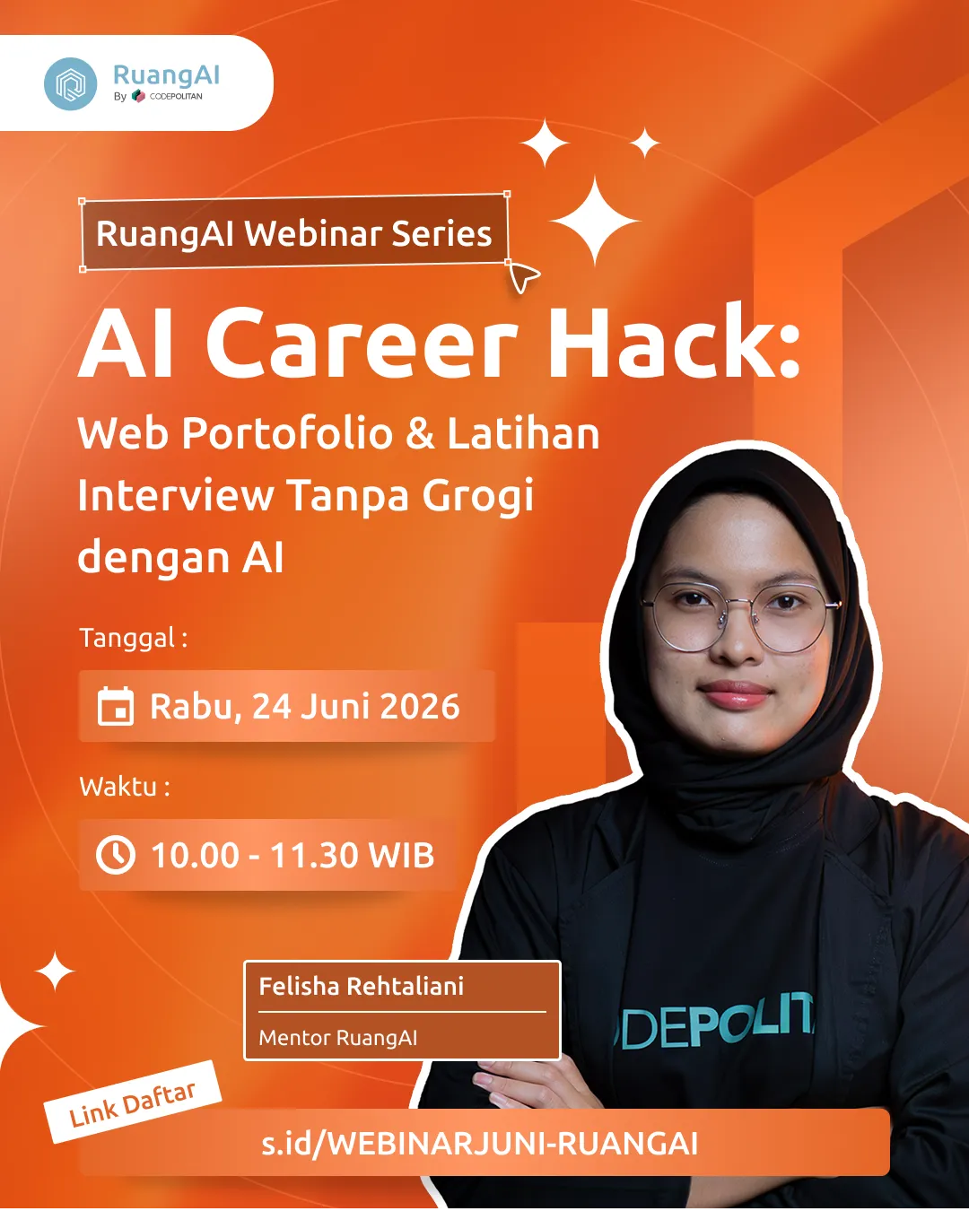 Thumbnail untuk AI Career Hack: Buat Web Portofolio & Latihan Interview Tanpa Grogi dengan AI